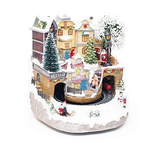 Vila Papai Noel Som e Luz e Movimento Colorido Bivolt