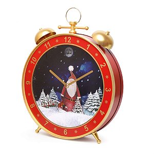 Despertador Decorado de Parede com Papai Noel Vermelho e Azul Bivolt