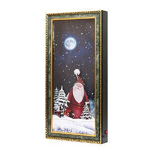 Quadro Decorado com Papai Noel Vermelho e Azul Bivolt