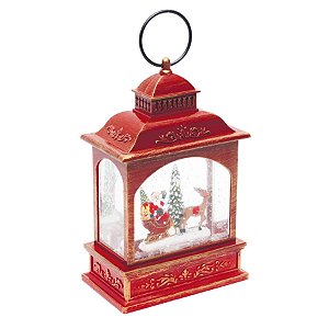 Lanterna com Papai Noel no Trenó Vermelho