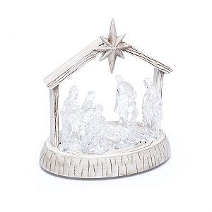 Presépio com Led Luz e Som Incolor e Branco 3 AA (Presépios Transparente)