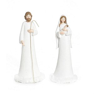 Sagrada Família em Resina Branco e Ouro - 2 Peças