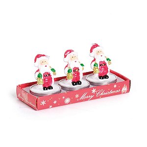 Vela 3D Papai Noel Vermelho e Branco - 3 Un