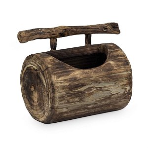 Cachepot em Madeira com Alça - M 24x18x23