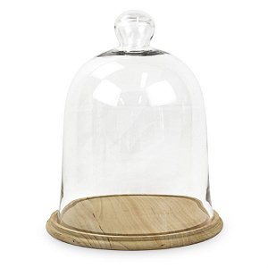 Cúpula de Vidro com Base em Madeira G 34x34x42