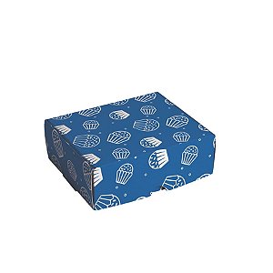Caixa Para 4 Brigadeiros Azul 9x9x4,5cm - 10 Un