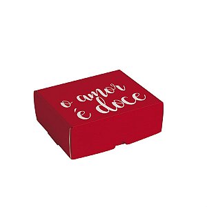 Caixa Para 4 Brigadeiros Doce Amor 9x9x4,5cm - 10 Un