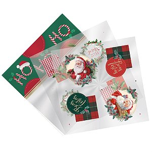 Saco Transparente 72X90 Sortido Natal Decorado e Barrado - 25 Un