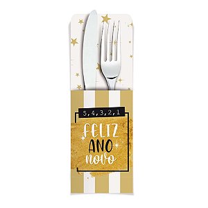 Porta Talher Decor Feliz Ano Novo 7X20 - 8 Un