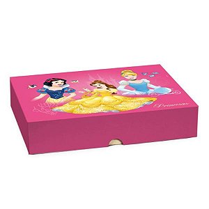 Caixa Retângular com Tampa e Fundo Decorado New Princesas P 17X13,5X4,5 - 1 Un