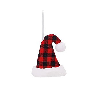 Enfeite para Pendurar - Gorrro Xadrez Vermelho e Preto e Branco