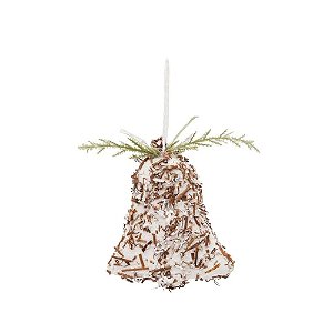 Enfeite para Pendurar - Sino Rústico Branco e Marrom