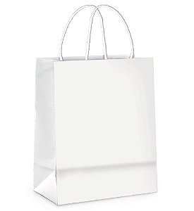 Sacola Papel Branco m 26x19,5x9,5  - 50 Un