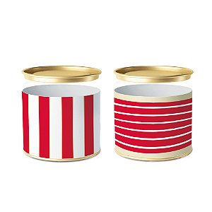 Lata para Bombons Listras Vermelha Composê 11x9,1cm - 1 Un
