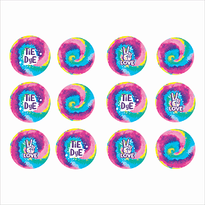 Aplique Impresso para Decoração Festa Tie Dye - 12 Un