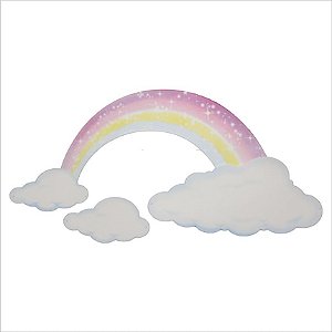 Painel Relevo Decoração Festa Unicórnio Arco-Íris E Nuvens