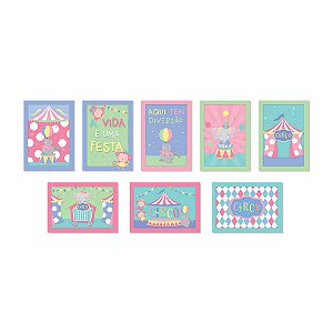 Cartaz Decorativo Circo Rosa 25x35 - 8 Un