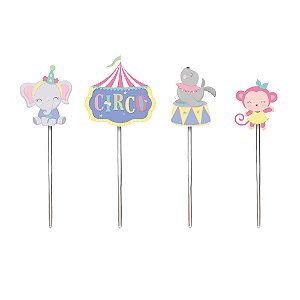 Pick Decorativo Circo Rosa Sortido - 12 Un