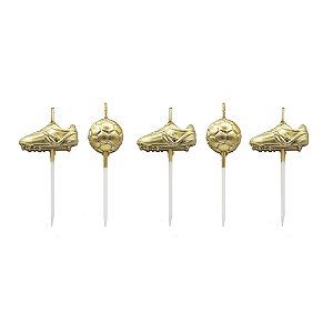 Vela 2D Futebol Dourado - 5 Un
