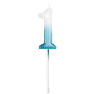 Vela N°1 Pérola Ombre Azul e Branco