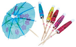 Palito P com Decoração Guarda Chuva Colorido - 12 Un