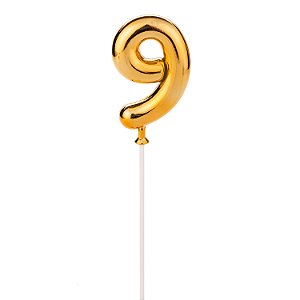 Topo de Bolo Dourado Número 9