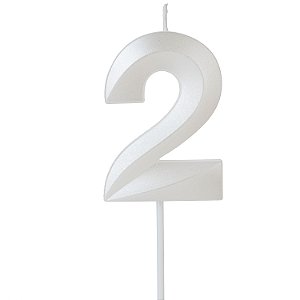 Vela Design Branco Perolizada Número 2
