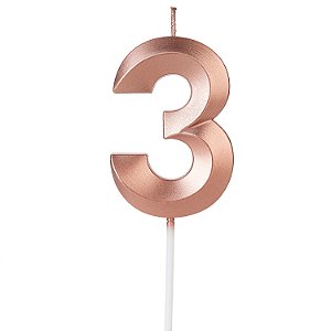 Vela Design Rosê Gold Número 3