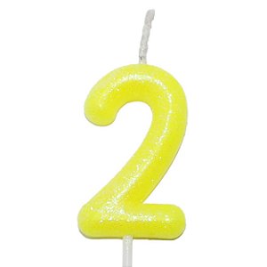 Vela Amarelo Neon Número 2