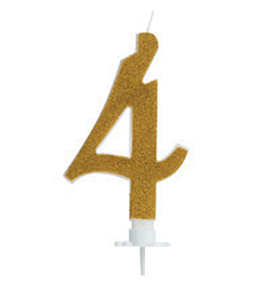 Vela Grande Glitter Dourada Número 4