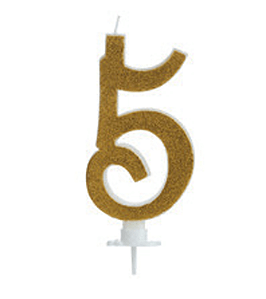 Vela Grande Glitter Dourada Número 5