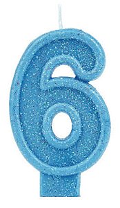 Vela Glitter Basic Azul Número 6