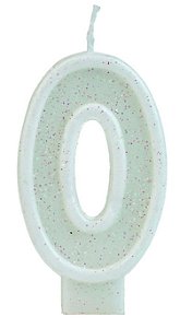 Vela Glitter Basic Branca Número 0