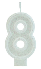 Vela Glitter Basic Branca Número 8