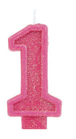 Vela Glitter Basic Rosa Número 1