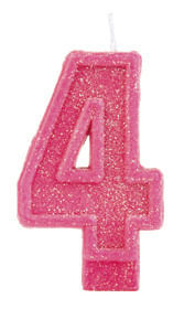Vela Glitter Basic Rosa Número 4