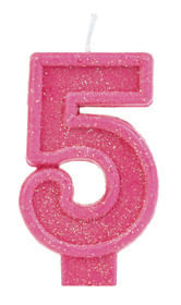 Vela Glitter Basic Rosa Número 5