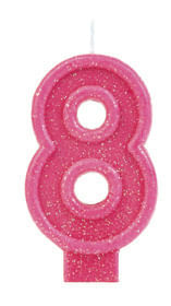 Vela Glitter Basic Rosa Número 8
