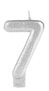 Vela Branca Glitter Número 7