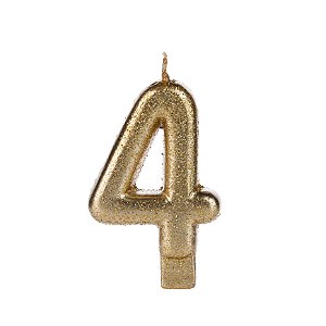 Vela Dourada Glitter Número 4