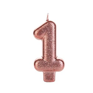 Vela Bronze Glitter Número 1
