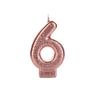 Vela Bronze Glitter Número 6