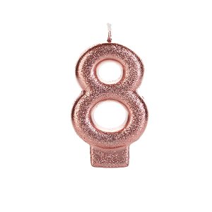 Vela Bronze Glitter Número 8