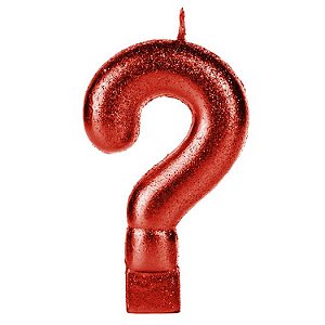 Vela Vermelha Glitter Interrogação