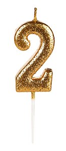 Vela Pequena Dourada Glitter 2