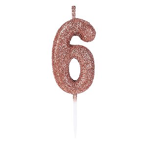Vela Pequena Rosê Gold Glitter 6