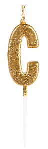 Vela Letra Glitter Dourada C