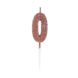 Vela Letra Glitter Rosê Gold O