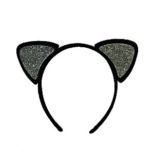 Acessório Tiara Gatinha Glitter Prata - 1 Un