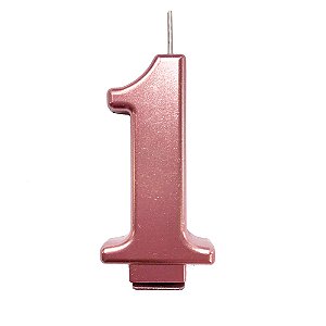 Vela Nº 1 Metalizado Rose Gold - 1 Un